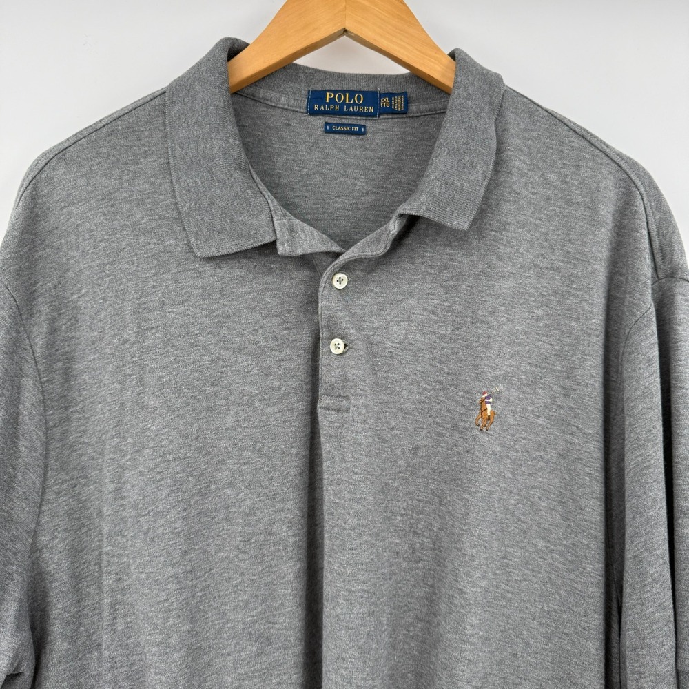 Polo Ralph Lauren Shirt Mens 3XL Heathered Gray‎ Short Sleeve Classic Fit Preppy - Picture 10 of 15